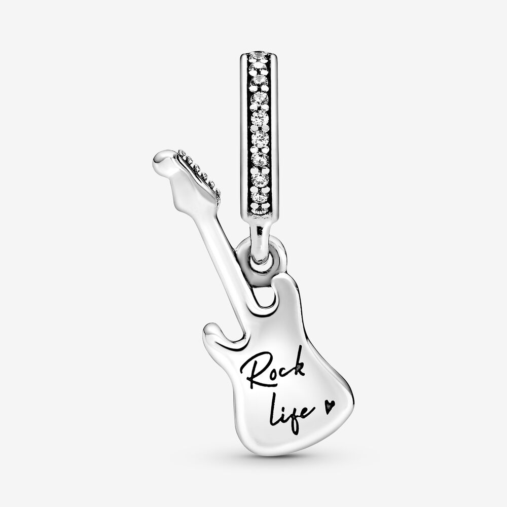 New 925 Silver Guitar Charm Beaded Chain Bracelet DIY Ladies Jewelry  Pendant Musical Fit