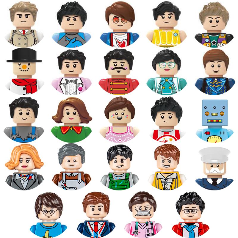 City character building block figure set, little block people, block accessories, engineer, doctor, firefighter, kids' toy