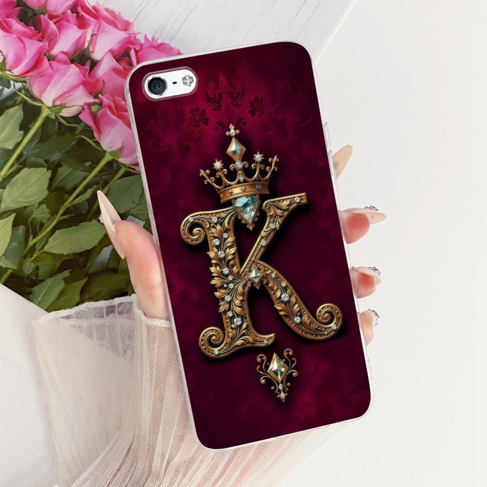For iPhone 5 5s SE (2016) 4 4s Royal Crown Initial Letter Couple Phone Case For iPhone5 iPhone4 Soft Silicone TPU Covers Bumpers