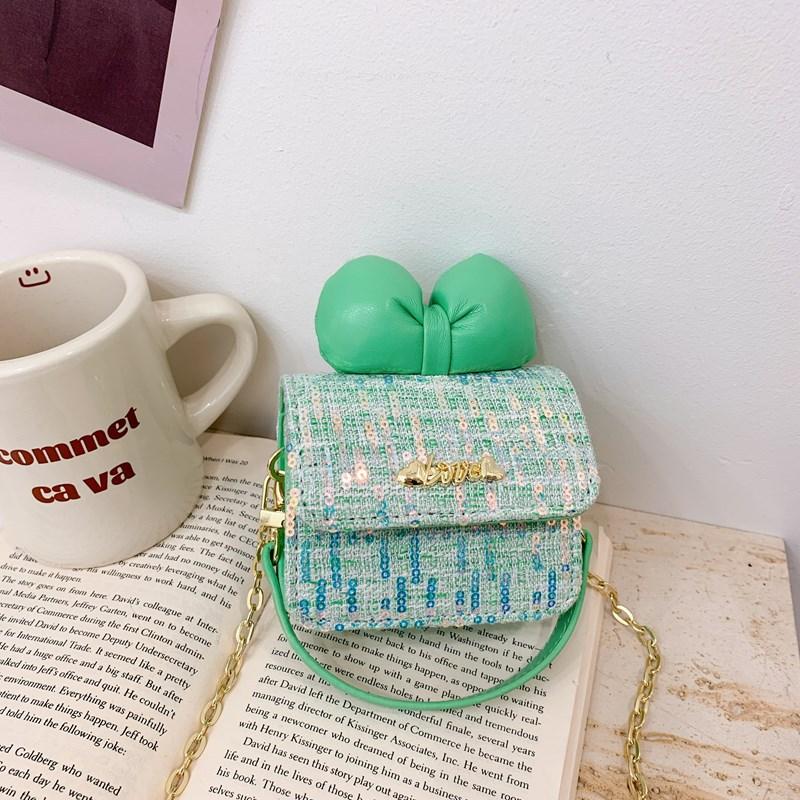 Foreign Style Princess Shoulder Bag Cute Bow Fashion Sequins Girls Oblique Span Bag Mini Chain Children'S Bag