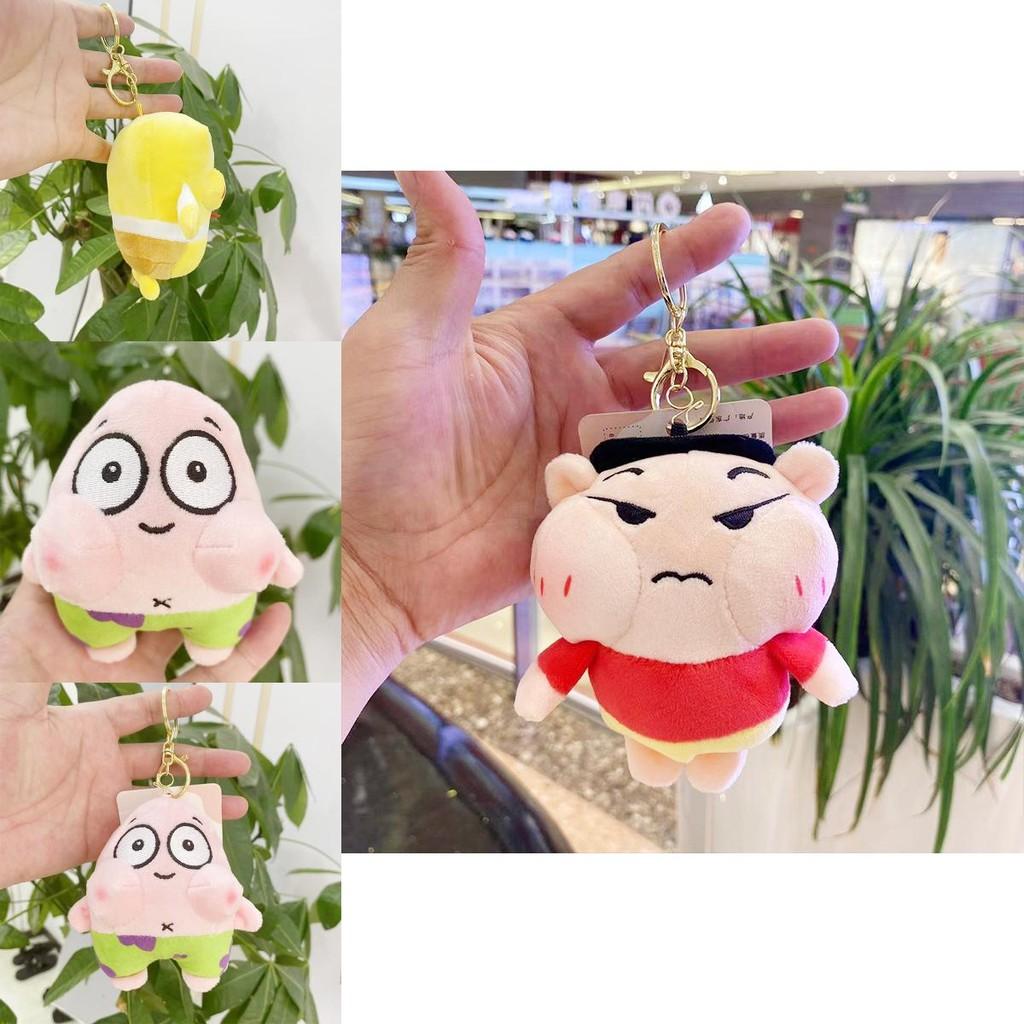 Soft Short Plush Spongebob And Patrick Star Figurine Keychain With Cute Design