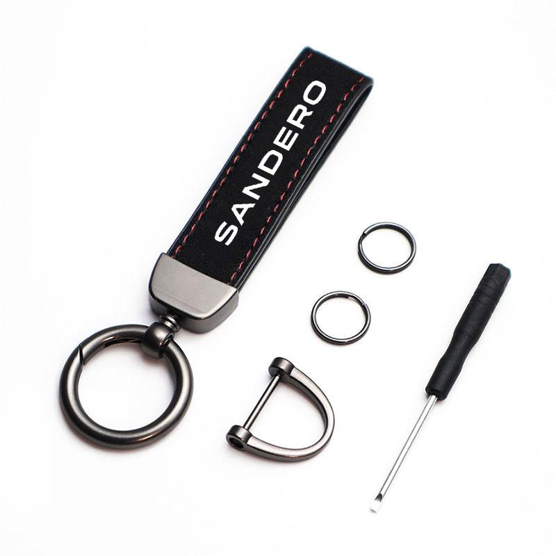 Suede Leather Men Women Keychain Clasp Creative DIY Keyring Holder Car Key Chain Jewelry Gift For Dacia Sandero Car Accessories