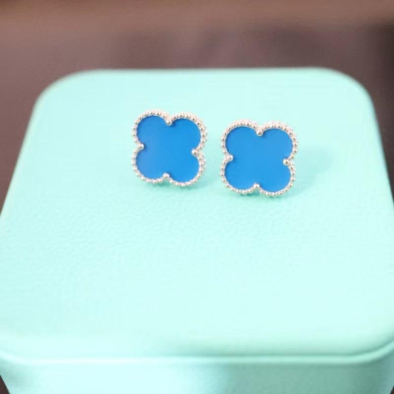 Высокая версия титановой стали 15 мм четырехлистный клевер серьги темперамент мода с перламутровыми женскими серьгами