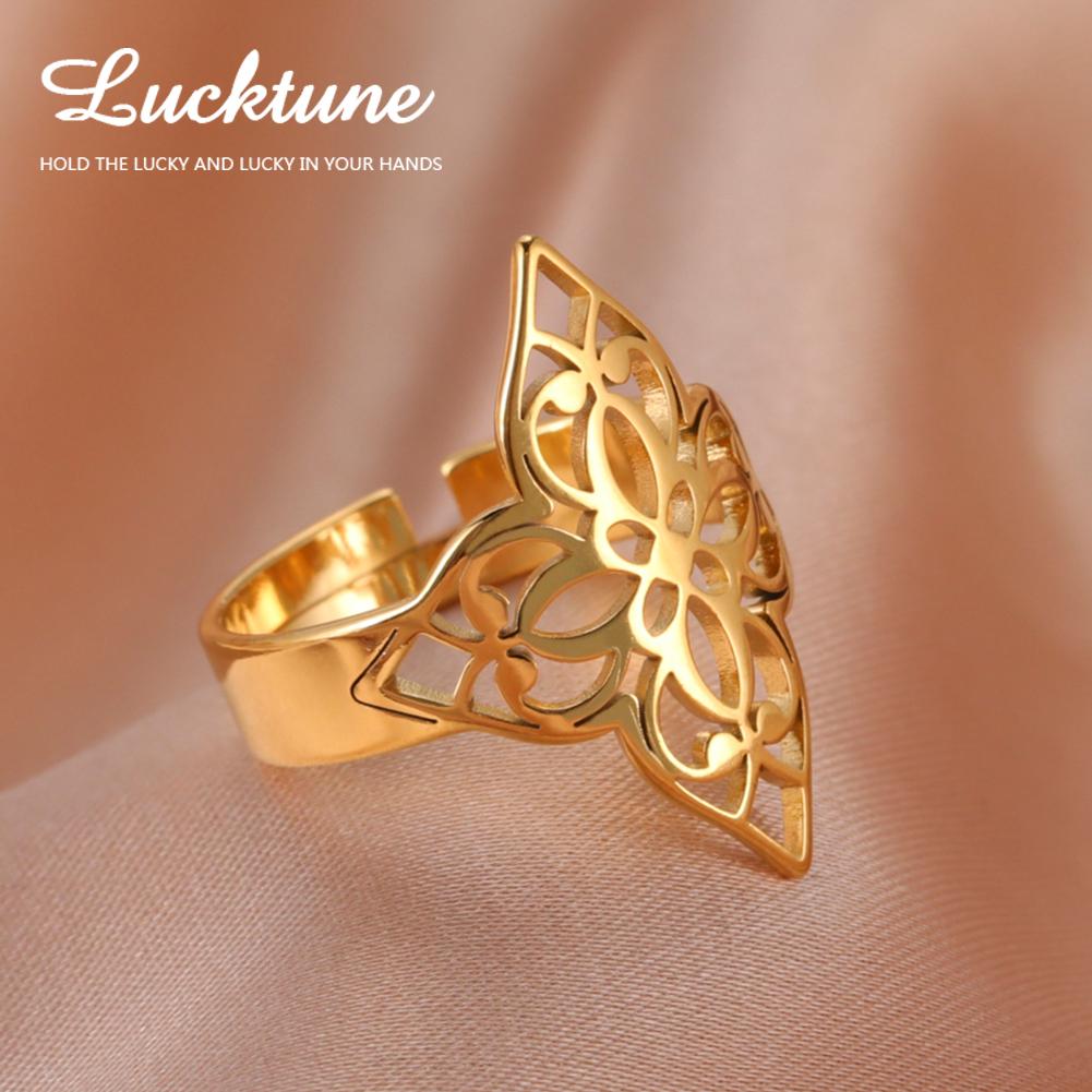 Lucktune Цветок Жизни Кольца Нержавеющая Сталь Ведьминское Кружево Регулируемое Кольцо на Палец для Женщин Мужчин Винтажные Украшения Подарок для Пары