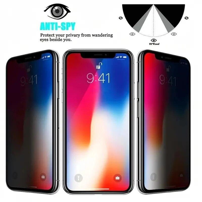 Защитная пленка для экрана конфиденциальности, 4 шт., для iPhone 14 15 PRO MAX, антишпионское стекло для 13 12 11 XS XR, закаленное стекло