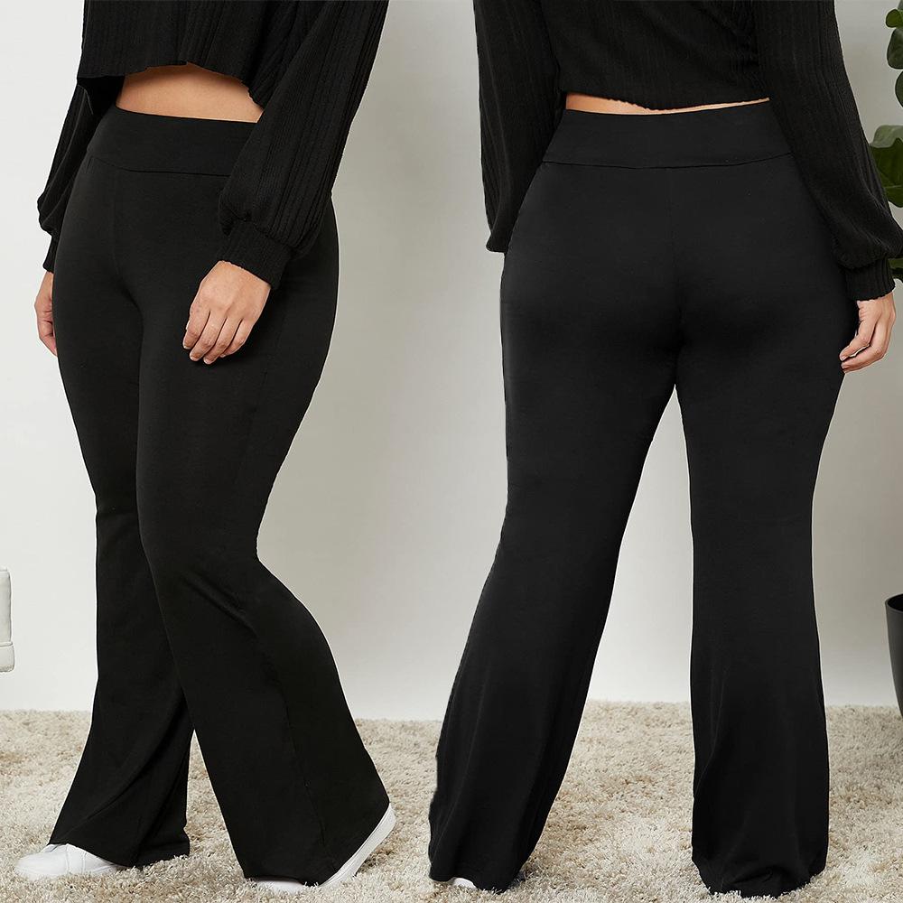 1XL-5XL Большие размеры Брюки для йоги слегка расклешенные с высокой посадкой облегающего кроя Весенне-осенние брюки клеш с широкими штанинами для йоги