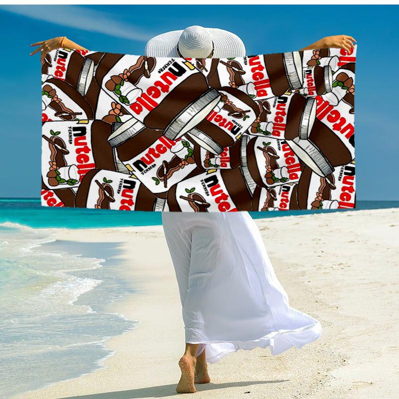 Ультрамягкое пляжное полотенце с тематикой Nutella, идеально подходит для бассейна - кемпинга, дайвинга - идеальный дорожный аксессуар, яркое пляжное полотенце.