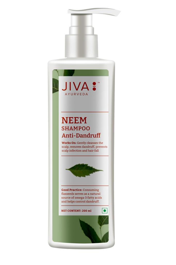 Шампунь Jiva с нимом 200 мл | 100% чистый и натуральный | Удаляет загрязнения, питает волосы и предотвращает перхоть | Противогрибковый и антибактериальный | Успокаивает P