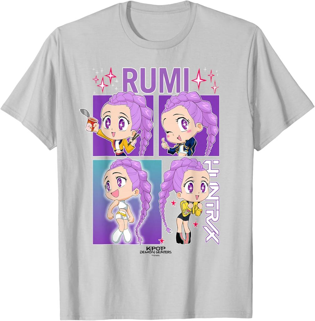 KPop Demon Hunters Rumi TShirt Summer Mens and Womens Clothing Fashion High Quality Short Sleeved Tshirt New in Tops