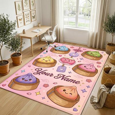 Decorative Artwork Theme Crystal Velvet Rug Personalized Custom Name Text Soft Floor Mat Home Decor