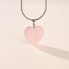 Ожерелье с цепочкой из нержавеющей стали в форме сердца из розового кварца для женщин [Coai]