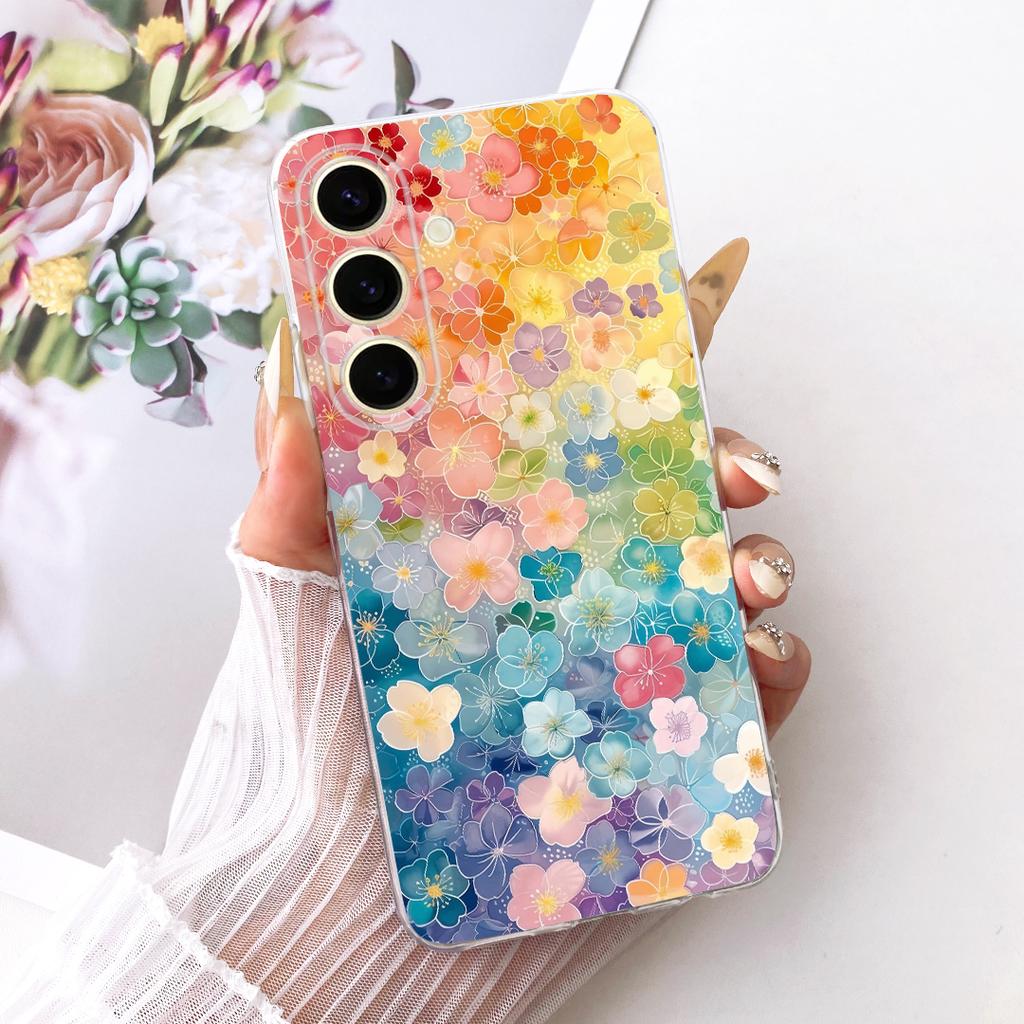 For Samsung Galaxy S25+ S25 2026 Cute Flower Butterfly Cat Painted Case For Samsung S25 5G S25Plus Soft Silicone TPU Phone Cases