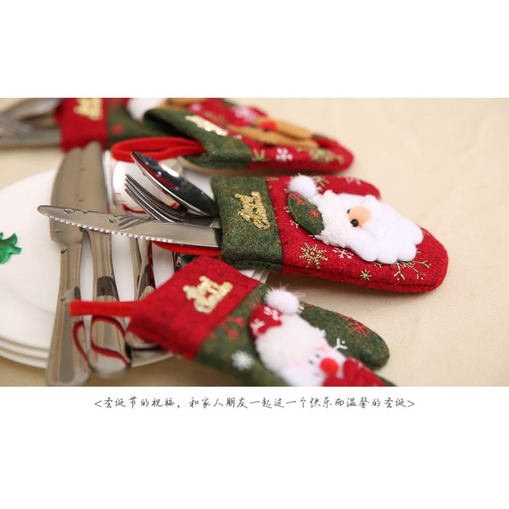 Новые рождественские украшения для ресторана, набор столовых приборов, набор ножей и вилок, подарочный пакет, перчатки