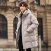 Средние и длинные пуховики мужские новые утолщенные устойчивые к холоду куртки для мальчиков с капюшоном из белого утиного пуха для сохранения тепла