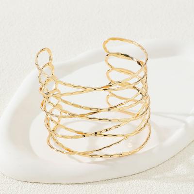 Женское кольцо на руку открытое регулируемое многослойное ажурное однотонное полированное гальванизированное нержавеющее легкое панк хип-хоп крутое