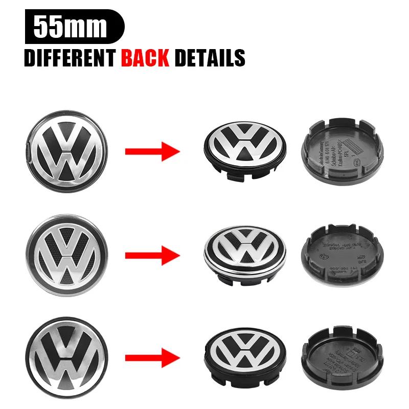 For VolkswagenMK6 4Pc 55mm 56mm 60mm 65mm Car Wheel Center Hub Cap Rim Cover Stickers For Volkswagen VW GTI R-Line R Polo T5 Golf Passat Scirocco