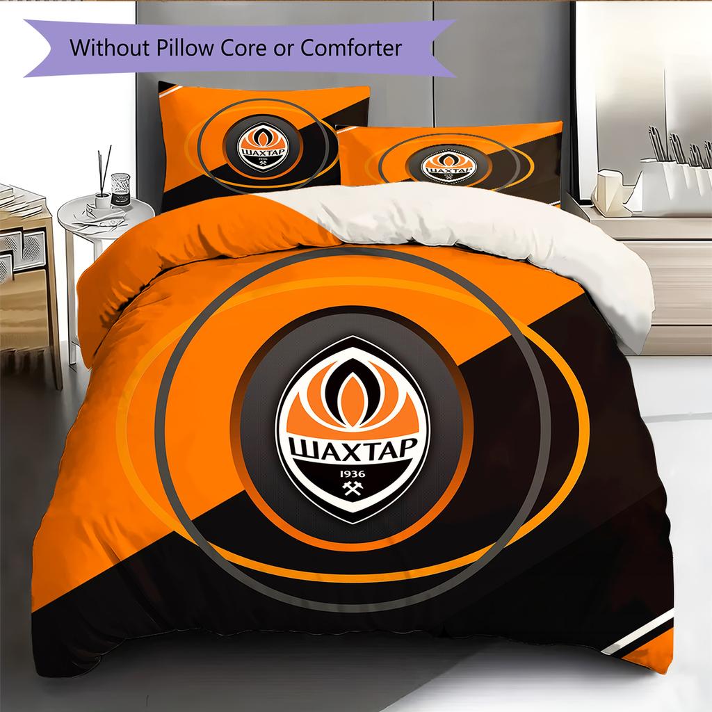 Shakhtar Donetsk FC Pattern Bedding Home Decoration Birthday Gift (1 * duvet cover + 2 * pillowcase, without core)