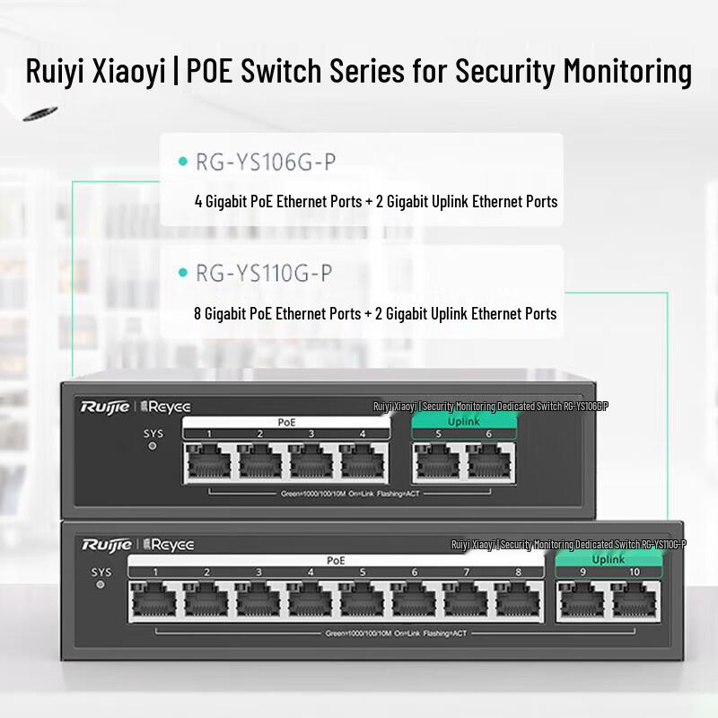 Ruijie RG-YS110G-P 10-портовый гигабитный PoE-коммутатор для видеонаблюдения