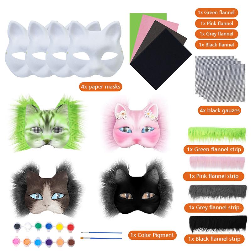 17 шт. Нарисованные от руки DIY Рождественские подарки Животное Кошка Лиса Маска DIY Граффити Маска на пол-лица Вечеринка Доступно несколько вариантов