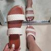 Flat Bottom Woven Word Double with Slippers Female Flat Heel Outside Wearing Beach Cool Slippers Slippers