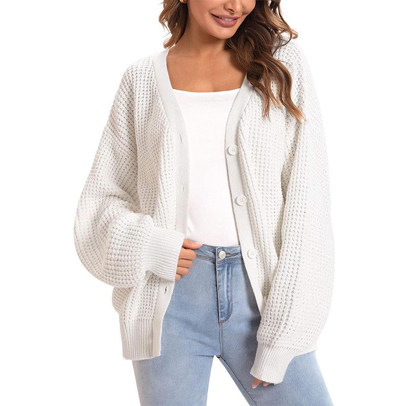 Fashion Autumn and Winter New Women's Knit Sweater Sweater Single-breasted Loose Sweater Cardigan Jacket