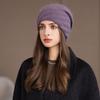 Вязаная шапка из кроличьего меха, модная и универсальная, для осени и зимы, с защитой ушей, шапка-мешок на голову, женская шерстяная шапка