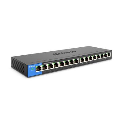 Коммутационный концентратор Linksys Gigabit, металлический корпус, совместимый с Мбит/с, неуправляемый адаптер питания в комплекте LGS116-JP, 16 портов 10/100/1000