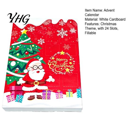 Empty Gift Containers Christmas Countdown Packaging Box, Xmas Advent Calendar with 24 Holiday Party Favors Slots, DIY Fillable Present Storage