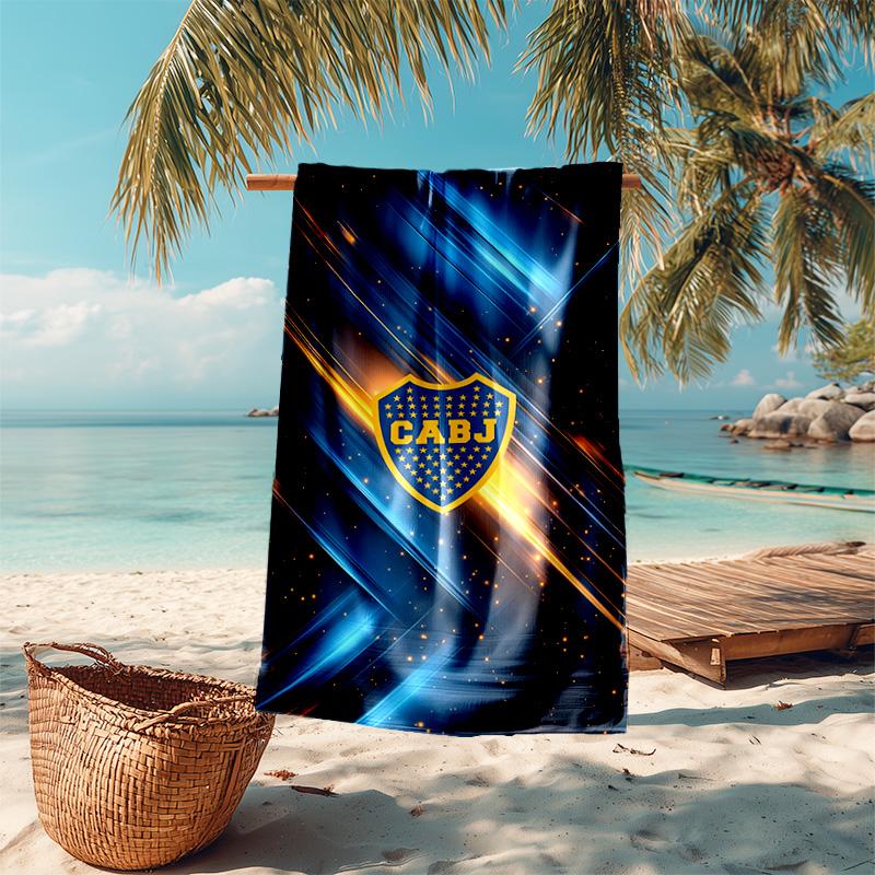 proof beach towel with Club Atlético Boca Juniors pattern - soft,absorbent,quick-drying,machine washable - perfect for swimming,camping,bathing