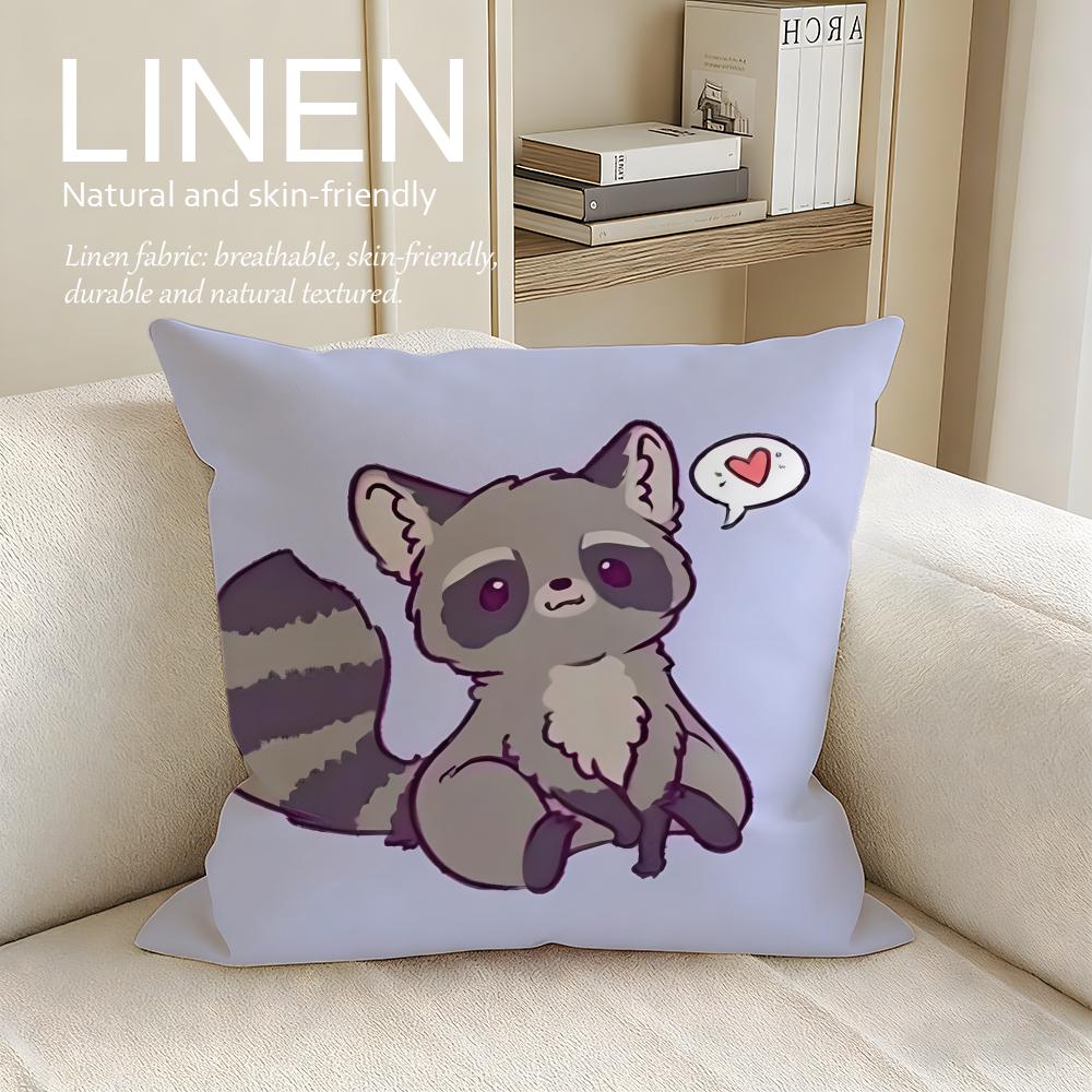 Cute Little Raccoon Cushion Cover Pillowcase Set Pcs x x Breathable Washable Sofa Cushion Cover