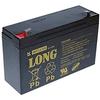 Свинцово-кислотный аккумулятор - LONG - PBLO-6V012-F1A - 6 В - 12 Ач - Тип F1 (WP12-6S)