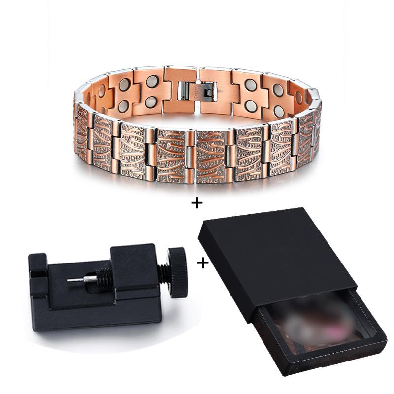 Ikuinen браслеты из чистой меди, мужская цепочка на руку, винтажный браслет на запястье, браслет для магнитной терапии, 21,5 см, медь, энергетические украшения для здоровья