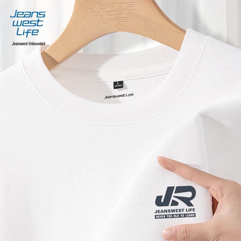 Мужская футболка с длинным рукавом из чистого хлопка с принтом букв Jeanswest Life