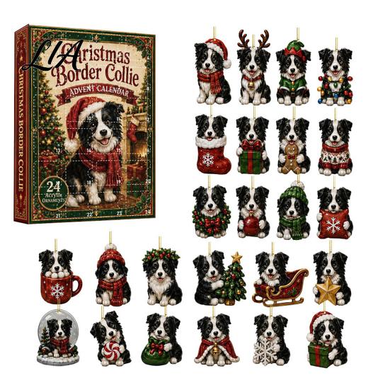 Christmas Tree Decor 24 Days Advent Calendar 2026, 2D Acrylic Reading Cats/Dogs/Forest Animals for Boys Ornament Countdown Calendar, Cute Pet Pendants