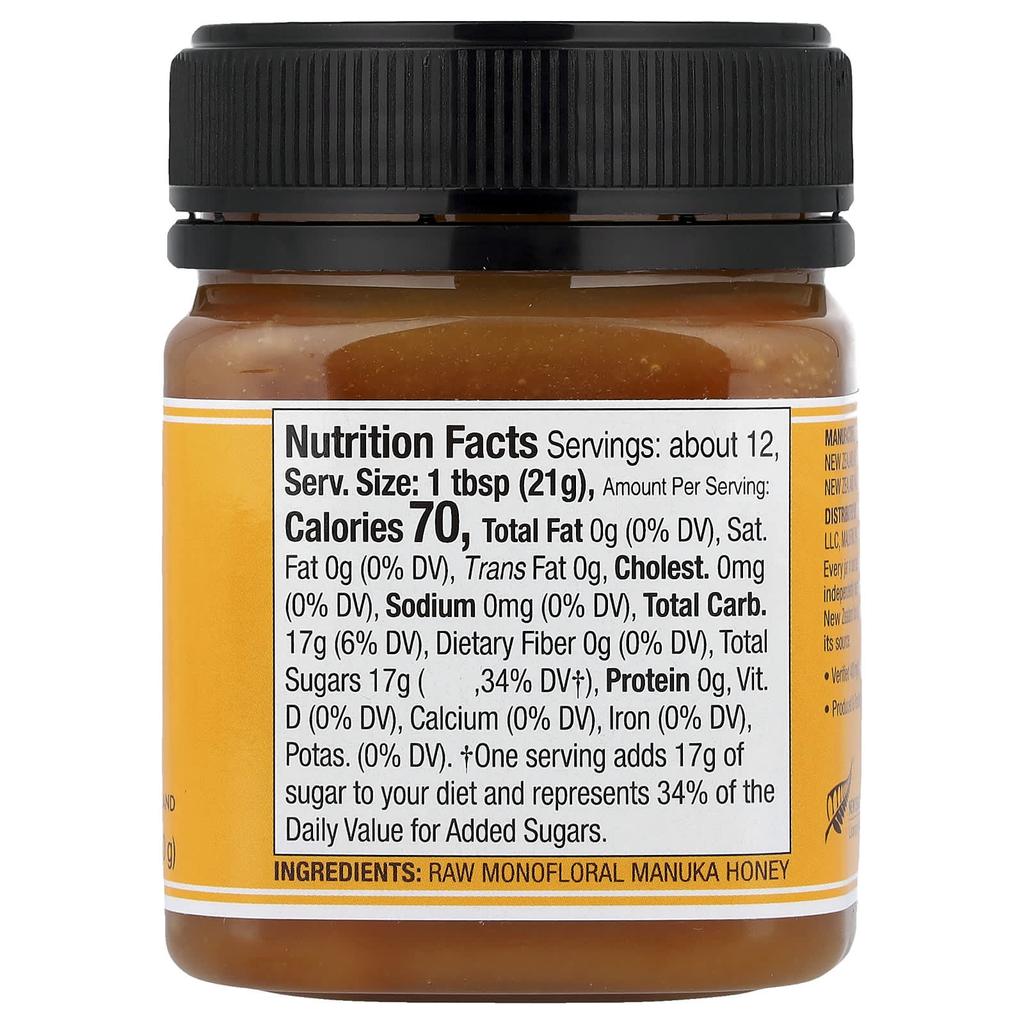 Wedderspoon Raw Manuka Honey, MGO 400+, 250g (8.8oz)