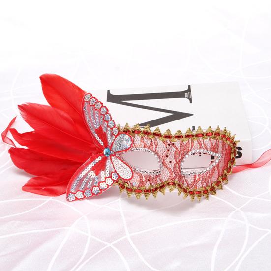 Маскарадная маска для женщин, венецианская маска из перьев с блестками, бабочками, аксессуар для косплея на Хэллоуин для выпускного вечера Марди Гра
