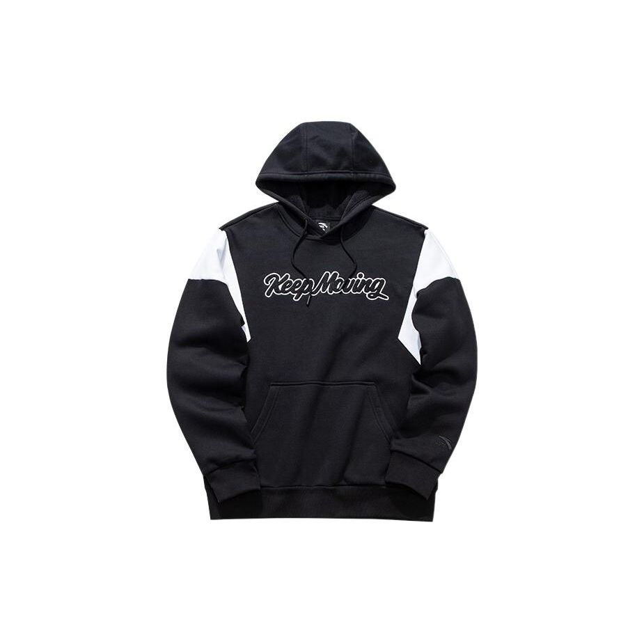 Anta FW22 Худи из флиса в стиле колор-блок, повседневное, мужское, черное 152048747-7