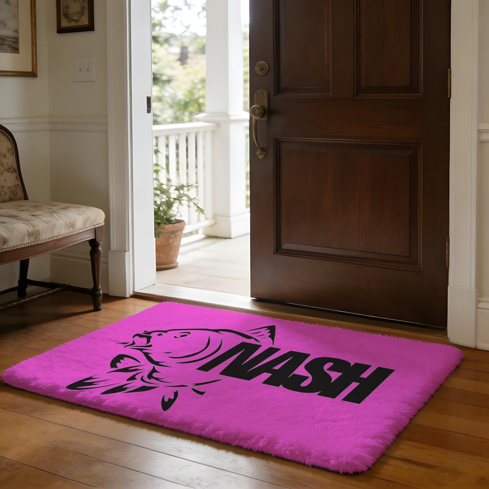 Floor Mat Soft Flannel Rug Non Slip Absorbent Mat for Bathroom Bedroom Home Decor N Nash Fishing logo