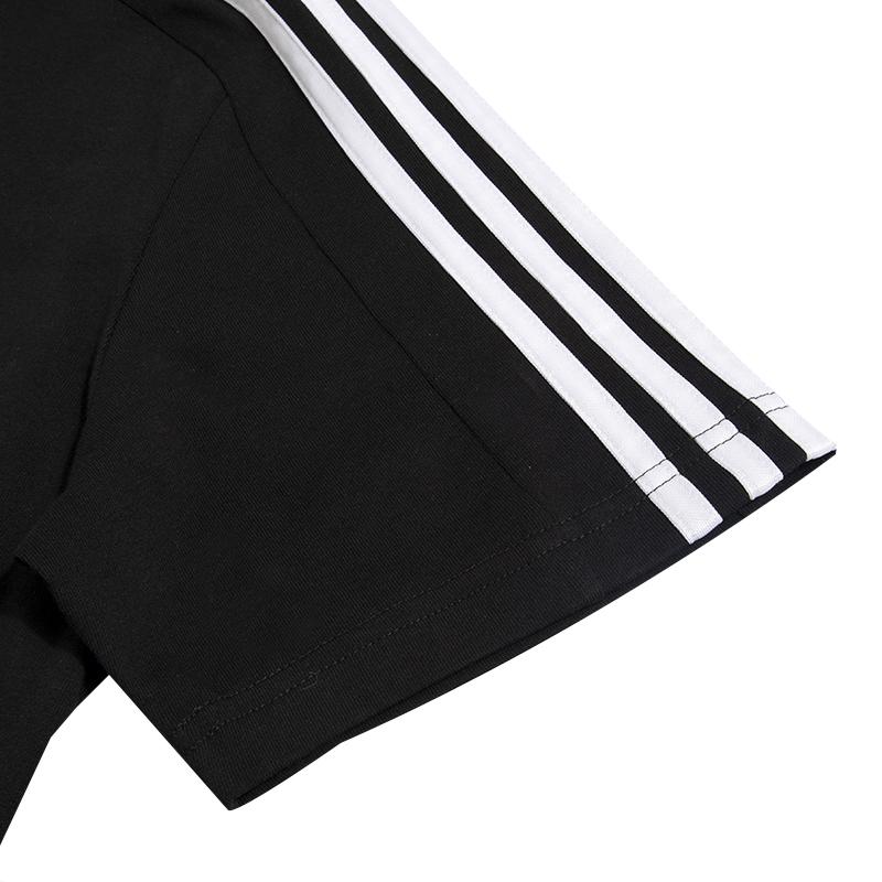 Adidas Мужская спортивная футболка с коротким рукавом в полоску и принтом, черная IC9334