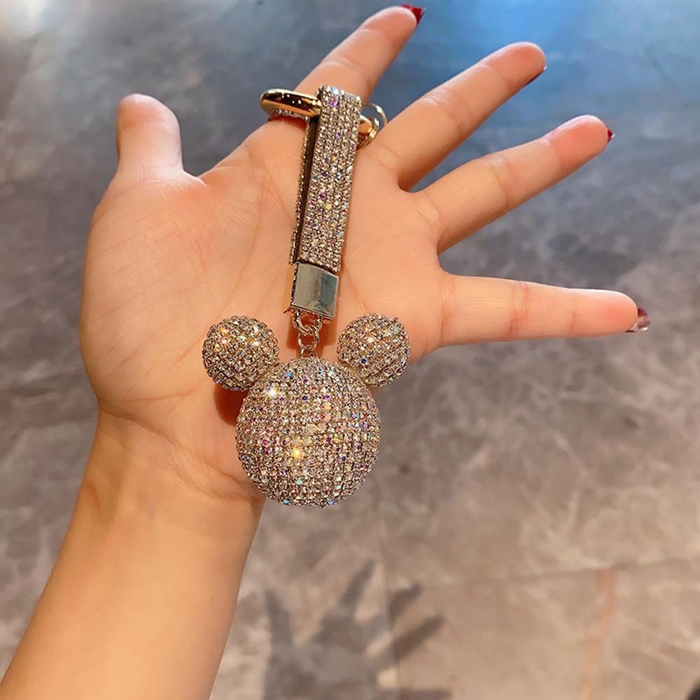 Высококачественный брелок-подвеска со стразами Голова Микки Брелки Коготь Блеск Хрустальный Шар Брелок Автоаксессуары Модные Украшения