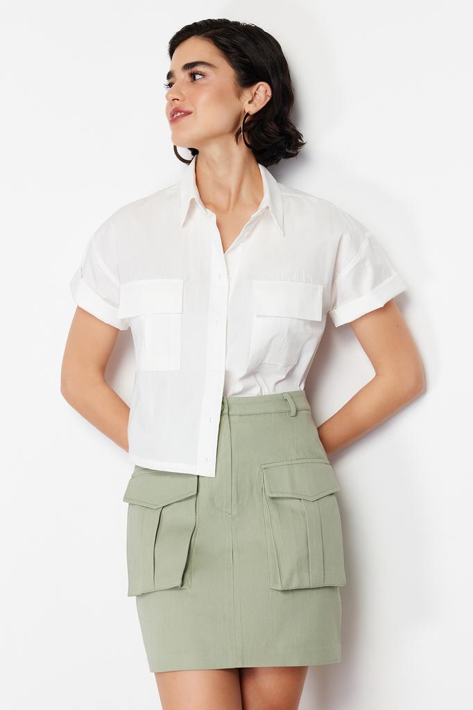 Women's Fashion Black Chiffon Fabric Ruffle Detailed Mini Length Woven Skirt