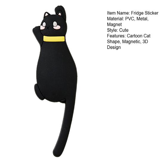 Наклейка на холодильник с крючком, высокая прочность, 3D, реалистичный дизайн с изображением мультяшного кота, декоративная наклейка на холодильник, аксессуар для холодильника