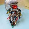 Vintage Green Peacock Brooch Alloy Diamond Set Animal Fashion Personality Peacock Corsage