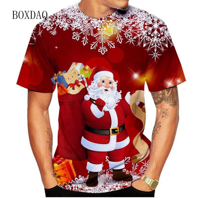 3d Print Cartoon Santa Claus Men's T-shirts Short Sleeve Round-Neck Christmas Style Street Male Tees 6XL Plus Size Tops New Year
