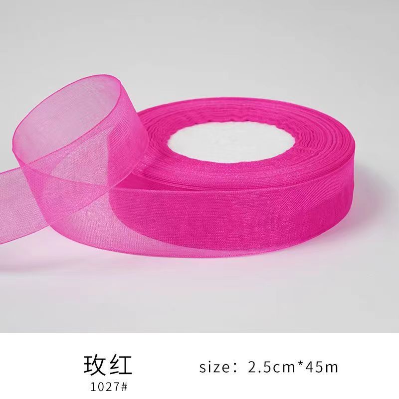 Органза Лента Прозрачная Шифоновая Лента Оптом для Упаковки Декорирования Валентина Свадьба День Рождения Букет Гирлянда(50 ярдов в рулоне, яркий цвет)