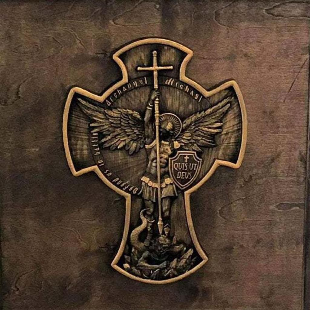 Folulus Archangel Michael Natural Wood Carved Religious  Wooden Gift For H