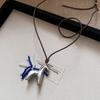 Long Wax Rope Necklace Horse PU Leather Necklace Unique Pony Pendant Necklace  Women
