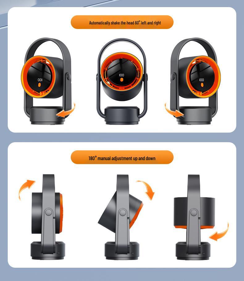 USB Rechargeable Bladeless Desktop Fan: Multi-Functional Shaking Head Fan for Home and Office