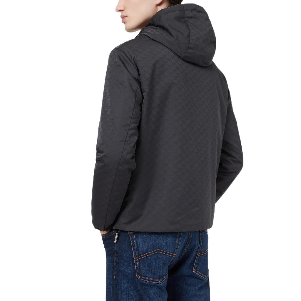 Emporio Armani Monogram-Pattern Zipped Hooded Jacket 8N1BN41-NHQZ1-F052