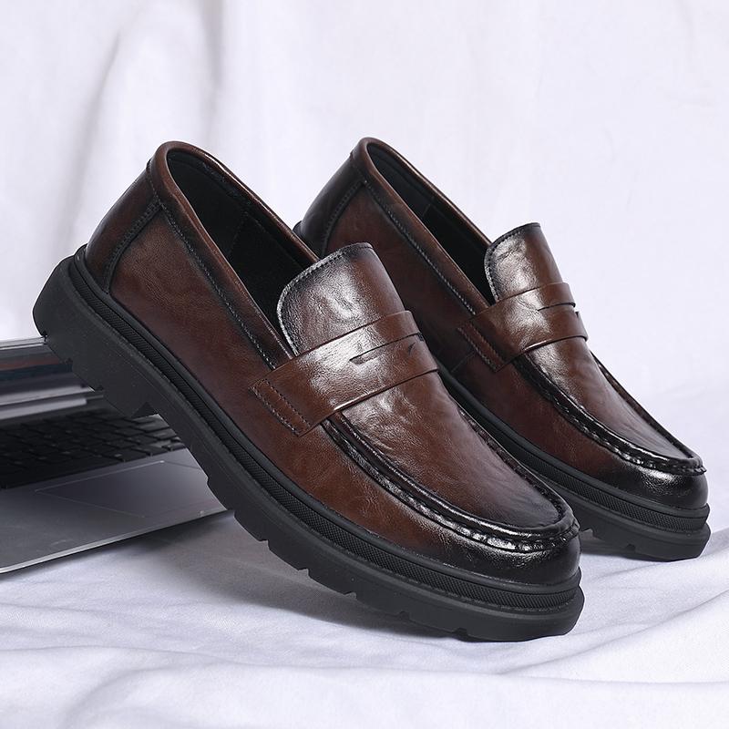 Men Business Oxford Leather Shoes Men Slip On Breathable Rubber Formal Dress Shoes Male Office Wedding Flats Footwear Mocassins